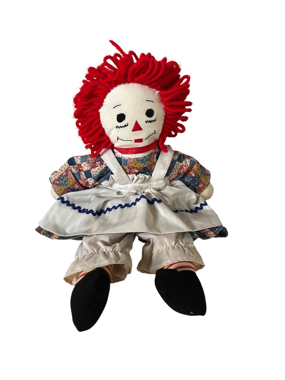 Vintage Raggedy Ann Doll Curly Red Hair Painted Face Handmade Clothes EUC